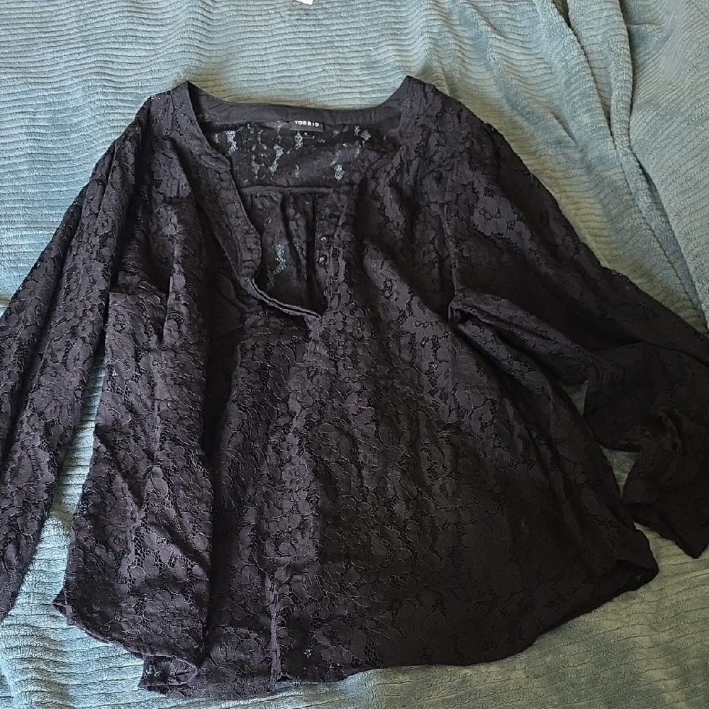 Torrid Black Relaxed Embellished Blouse